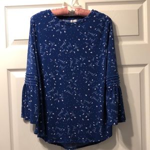 🆕 ELLE Popover top royal blue and white. M medium, brand new NWOT. Paris.